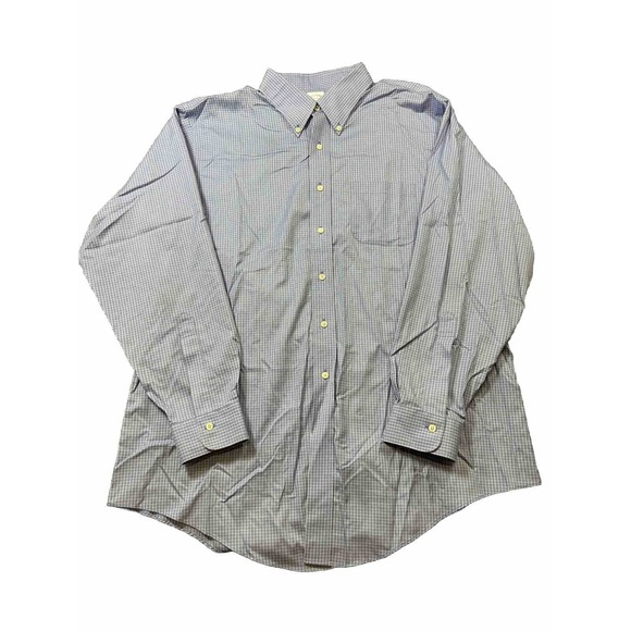 Brooks Brothers Other - Brooks Brothers Mens 18-36 Blue Checkered Slim Fit Non-Iron Polo Shirt